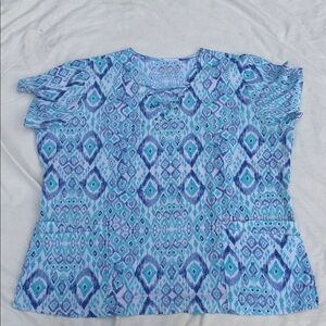 Elegant Blue Patterned Women's Blouse